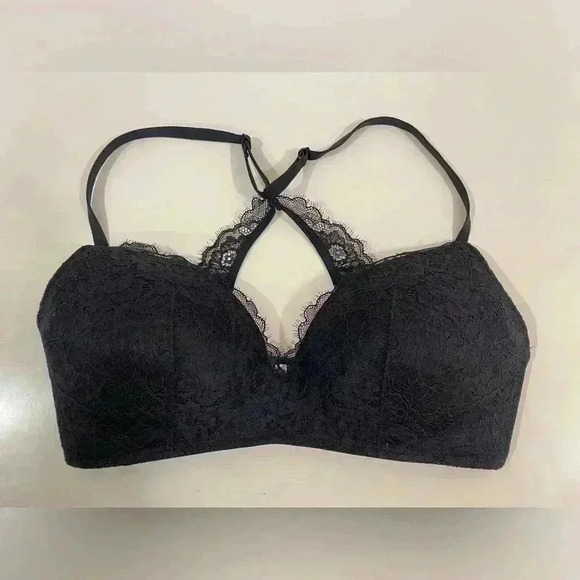 Auden Women’s Lightly Lined Bralette Lace Wire Free Crossback‎ Black Bra Size M - Picture 1 of 6